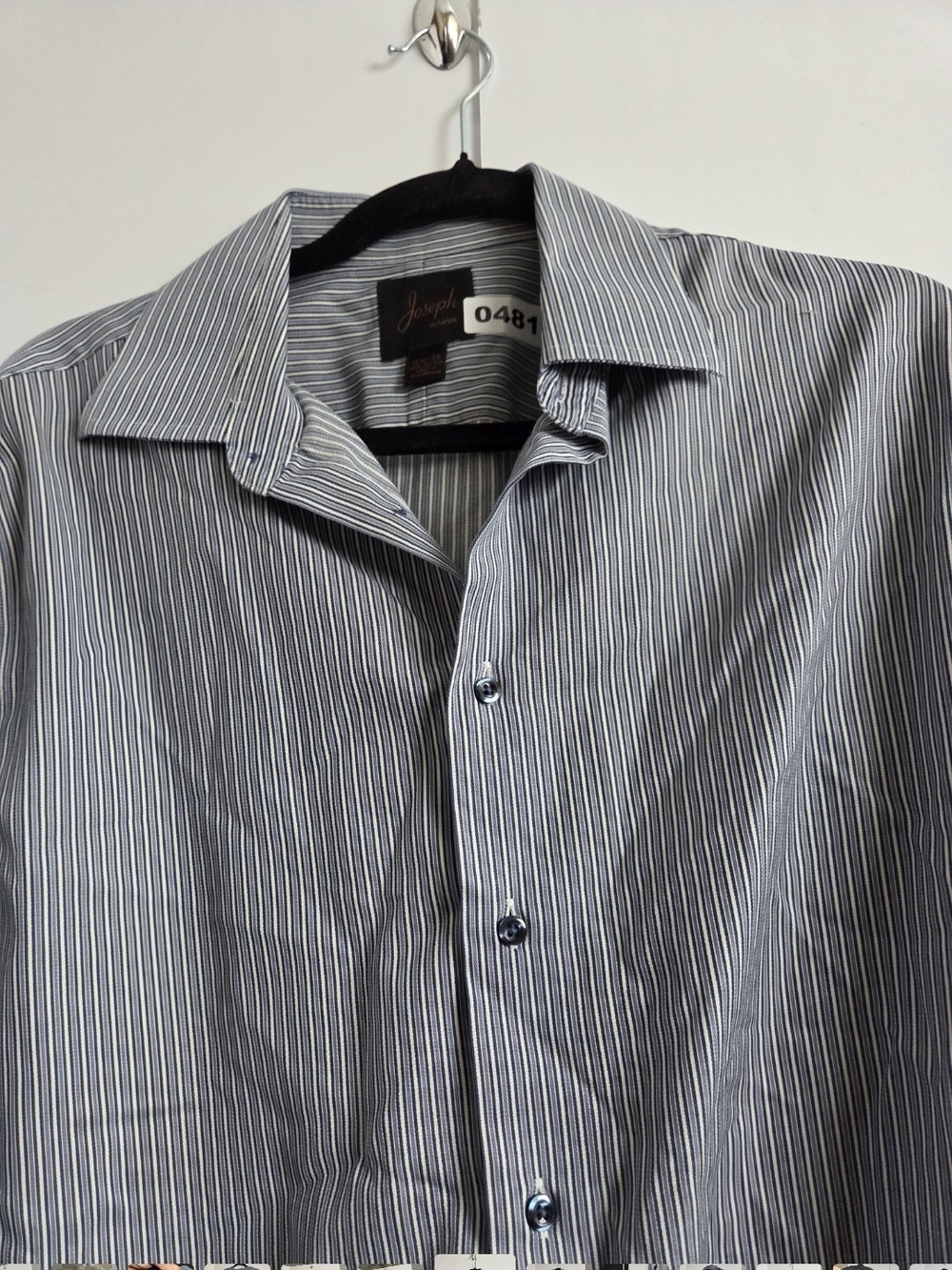 Joseph Men's Navy and White Pinstripe Dress Shirt